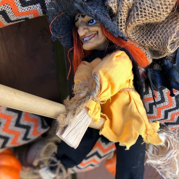 Handmade Halloween Burlap Wreath with Witch - Picture 8 of 12